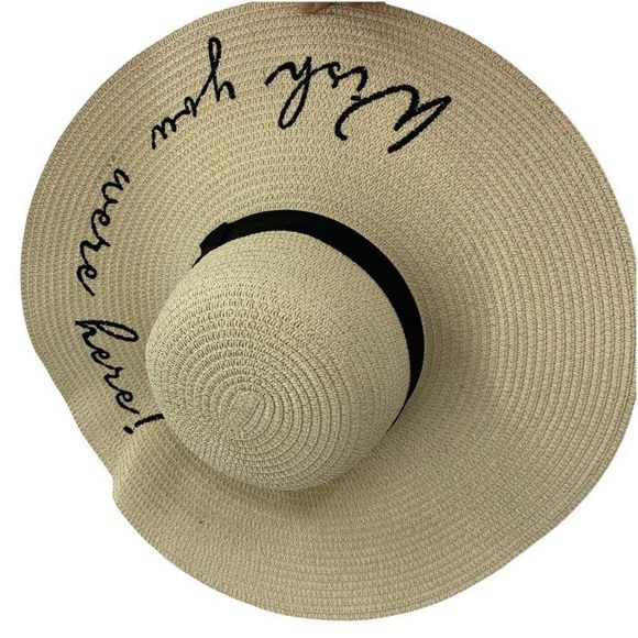 Women’s Wide Brim Straw Hat “ Wish You Were Here” 0132 Sun Vacation Cruise - Picture 4 of 4